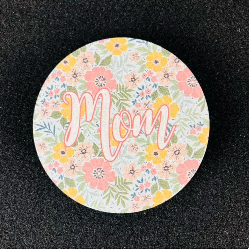 Sand + Fog Sand + Paws 2 Wick 12oz Candle Replacement Wood Lid “Mom” Flowers